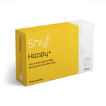 A photo of a 30 tablet package with product name Shyft Happy+ and description A Kanna extract to get you feeling extra happy with chill uplifted energy.