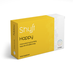 A photo of a 30 tablet package with product name Shyft Happy and description A Kanna extract to get you feeling happy with chill uplifted energy.